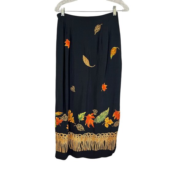 Retro Animal Print Maxi Skirt Black 8P Colorful Preppy Chic Safari Neutral Artsy - Picture 1 of 10